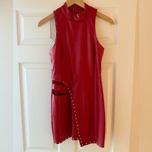 H:ours Faux Leather Red Ethel Dress